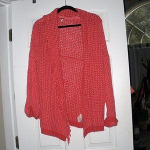 PRICE DROP! Vintage Free People silk blend RED cardigan  S/P